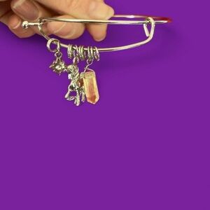 Silver tone crystal and unicorn rhinestone charm bracelet ready for other charms